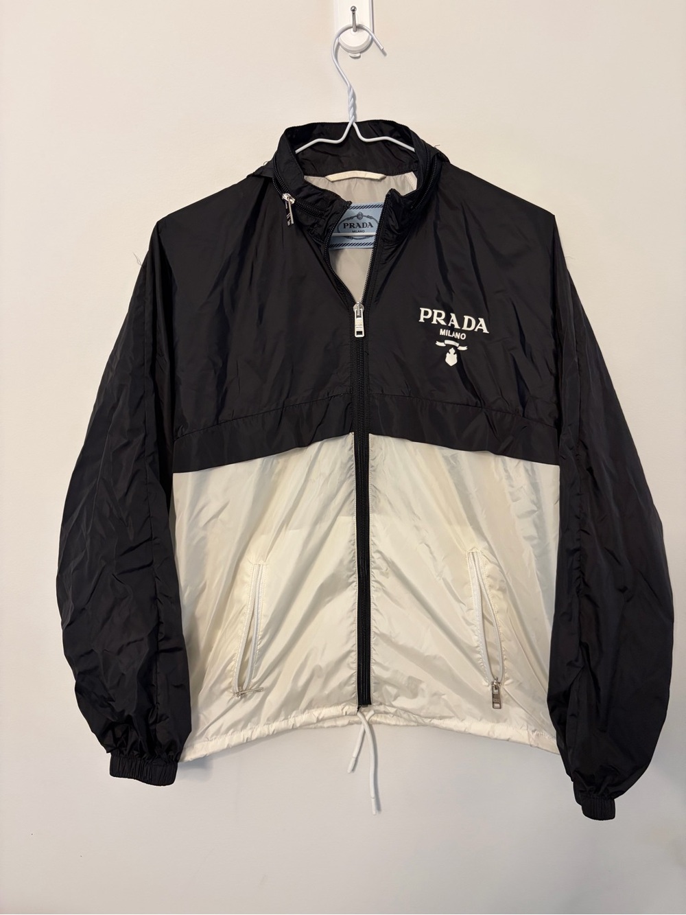 Prada Black and White Colorblock Windbreaker Jacket